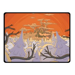 Adventure Time Cartoon Landscape Trees Fleece Blanket (small)