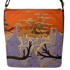 Adventure Time Cartoon Landscape Trees Flap Closure Messenger Bag (s)