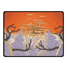 Adventure Time Cartoon Landscape Trees Two Sides Fleece Blanket (small)