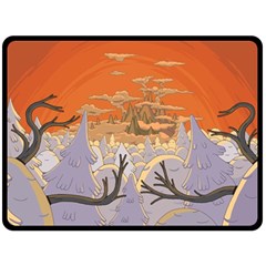 Adventure Time Cartoon Landscape Trees Two Sides Fleece Blanket (large)