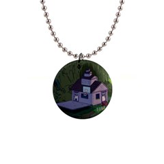 Purple House Cartoon Character Adventure Time Architecture 1  Button Necklace