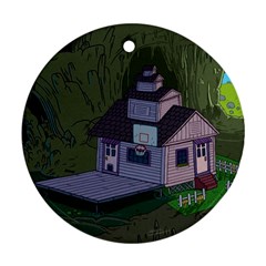 Purple House Cartoon Character Adventure Time Architecture Round Ornament (two Sides)