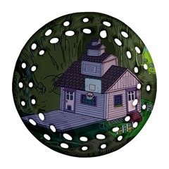 Purple House Cartoon Character Adventure Time Architecture Round Filigree Ornament (two Sides)