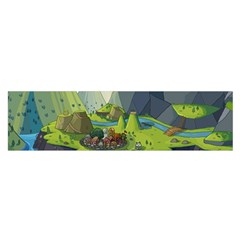 Cartoon Network Mountains Landscapes Seas Illustrations Adventure Time Rivers Oblong Satin Scarf (16  X 60 )