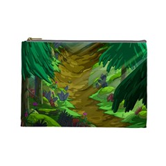 Green Pine Trees Wallpaper Adventure Time Cartoon Green Color Cosmetic Bag (large)