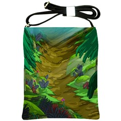 Green Pine Trees Wallpaper Adventure Time Cartoon Green Color Shoulder Sling Bag