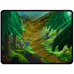 Green Pine Trees Wallpaper Adventure Time Cartoon Green Color Fleece Blanket (large)