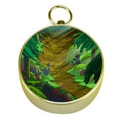 Green Pine Trees Wallpaper Adventure Time Cartoon Green Color Gold Compasses