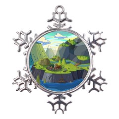 Cartoon Network Mountains Landscapes Seas Illustrations Adventure Time Rivers Metal Large Snowflake Ornament by Sarkoni