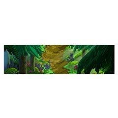 Green Pine Trees Wallpaper Adventure Time Cartoon Green Color Oblong Satin Scarf (16  X 60 )