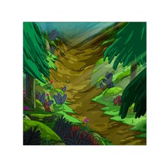 Green Pine Trees Wallpaper Adventure Time Cartoon Green Color Square Satin Scarf (30  X 30 )