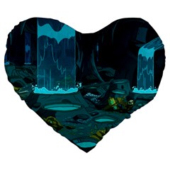 Waterfalls Wallpaper Adventure Time Large 19  Premium Flano Heart Shape Cushions