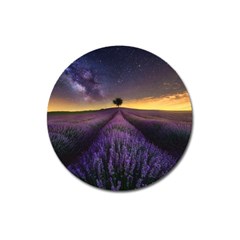 Bed Of Purple Petaled Flowers Photography Landscape Nature Magnet 3  (round)