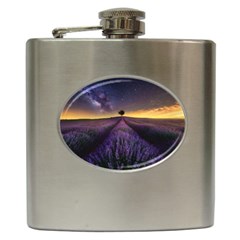 Bed Of Purple Petaled Flowers Photography Landscape Nature Hip Flask (6 Oz)