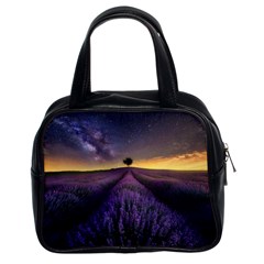 Bed Of Purple Petaled Flowers Photography Landscape Nature Classic Handbag (two Sides)