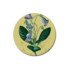 Botanical Plants Green Rubber Coaster (round) by Sarkoni