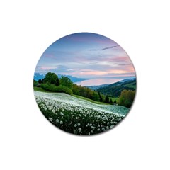 Field Of White Petaled Flowers Nature Landscape Magnet 3  (Round)