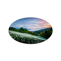 Field Of White Petaled Flowers Nature Landscape Sticker Oval (10 pack)