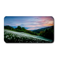 Field Of White Petaled Flowers Nature Landscape Medium Bar Mat