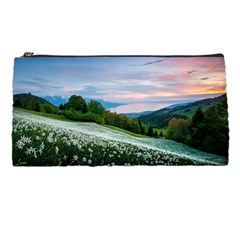 Field Of White Petaled Flowers Nature Landscape Pencil Case