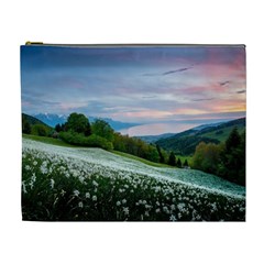 Field Of White Petaled Flowers Nature Landscape Cosmetic Bag (xl)