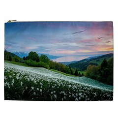 Field Of White Petaled Flowers Nature Landscape Cosmetic Bag (xxl)