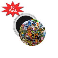 Cartoon Characters Tv Show  Adventure Time Multi Colored 1 75  Magnets (10 Pack) 