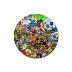 Cartoon Characters Tv Show  Adventure Time Multi Colored Rubber Round Coaster (4 Pack) by Sarkoni