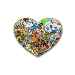 Cartoon Characters Tv Show  Adventure Time Multi Colored Rubber Coaster (Heart)