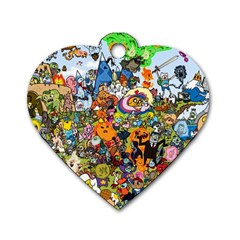 Cartoon Characters Tv Show  Adventure Time Multi Colored Dog Tag Heart (two Sides)