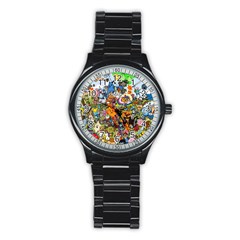 Cartoon Characters Tv Show  Adventure Time Multi Colored Stainless Steel Round Watch