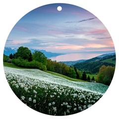 Field Of White Petaled Flowers Nature Landscape UV Print Acrylic Ornament Round