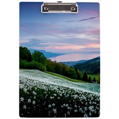 Field Of White Petaled Flowers Nature Landscape A4 Acrylic Clipboard