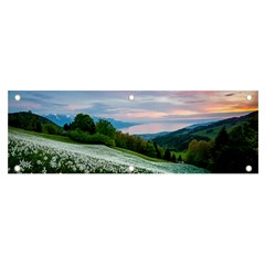 Field Of White Petaled Flowers Nature Landscape Banner and Sign 6  x 2 