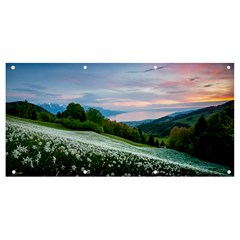 Field Of White Petaled Flowers Nature Landscape Banner and Sign 8  x 4 