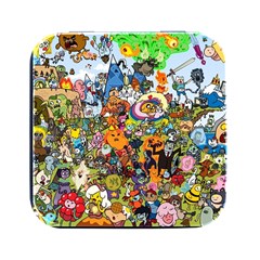 Cartoon Characters Tv Show  Adventure Time Multi Colored Square Metal Box (black) by Sarkoni
