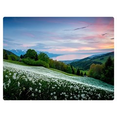 Field Of White Petaled Flowers Nature Landscape Premium Plush Fleece Blanket (Extra Small)