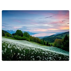 Field Of White Petaled Flowers Nature Landscape Two Sides Premium Plush Fleece Blanket (Extra Small)