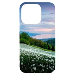 Field Of White Petaled Flowers Nature Landscape iPhone 14 Pro Black UV Print Case
