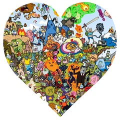 Cartoon Characters Tv Show  Adventure Time Multi Colored Wooden Puzzle Heart by Sarkoni