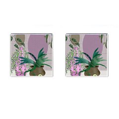 Botanical Plants Green Sheet Art Cufflinks (square)