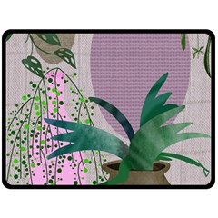 Botanical Plants Green Sheet Art Two Sides Fleece Blanket (large)