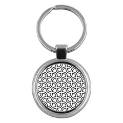 Pattern Monochrome Repeat Black And White Key Chain (round) by Pakjumat