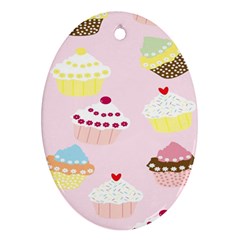 Cupcakes Wallpaper Paper Background Ornament (oval)