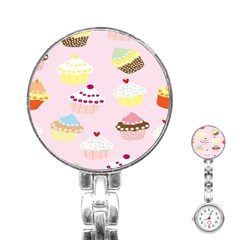 Cupcakes Wallpaper Paper Background Stainless Steel Nurses Watch by Apen