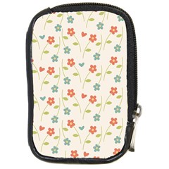 Floral Pattern Wallpaper Retro Compact Camera Leather Case