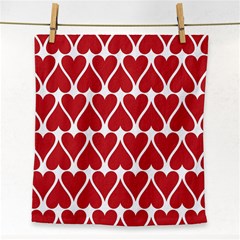 Hearts Pattern Seamless Red Love Face Towel by Apen