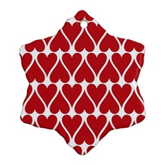 Hearts Pattern Seamless Red Love Snowflake Ornament (two Sides) by Apen