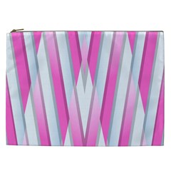 Geometric 3d Design Pattern Pink Cosmetic Bag (xxl)