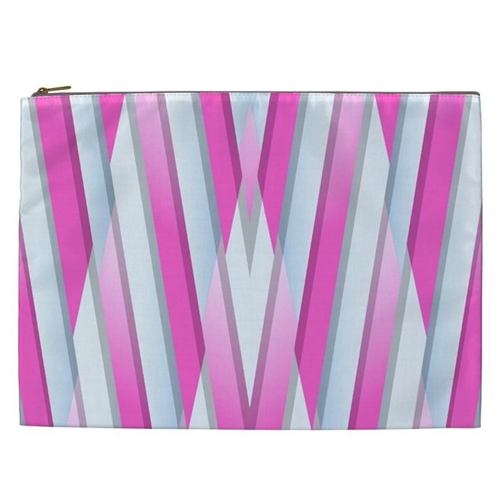 Geometric 3d Design Pattern Pink Cosmetic Bag (XXL)